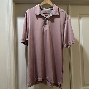 EUC XL Vineyard Vines Jim Nantz Men's Polo Shirt in Mauve/grey stripe